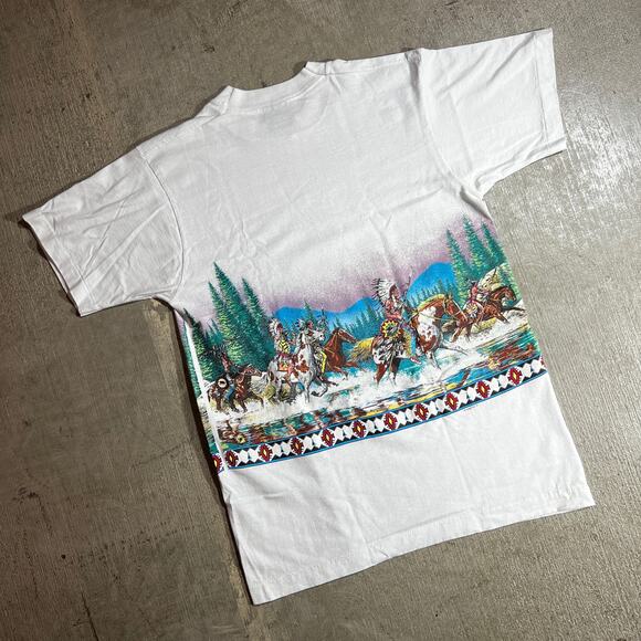 Vintage 1991 Habitat Native American Horse T-Shirt Medium - Picture 4 of 7